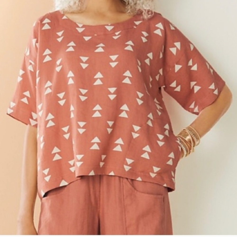 Lisa Bayne Linen Boho Top Large